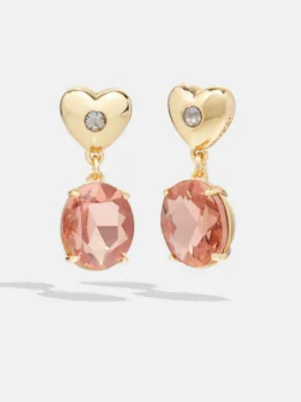 COACH Pink Crystal Heart Drop Earrings - Picture 3 of 5